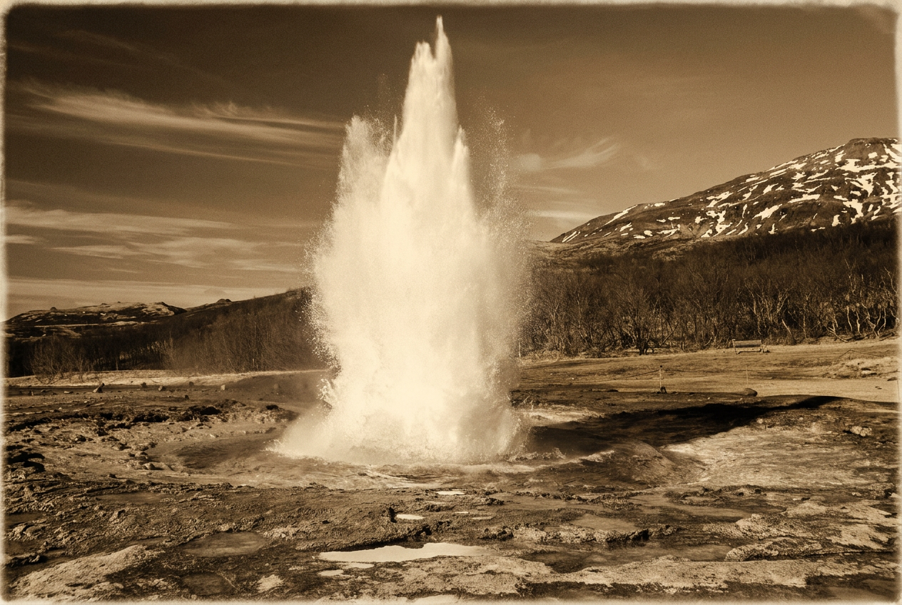 Day two — Strokkur erupting in the Geysir field.