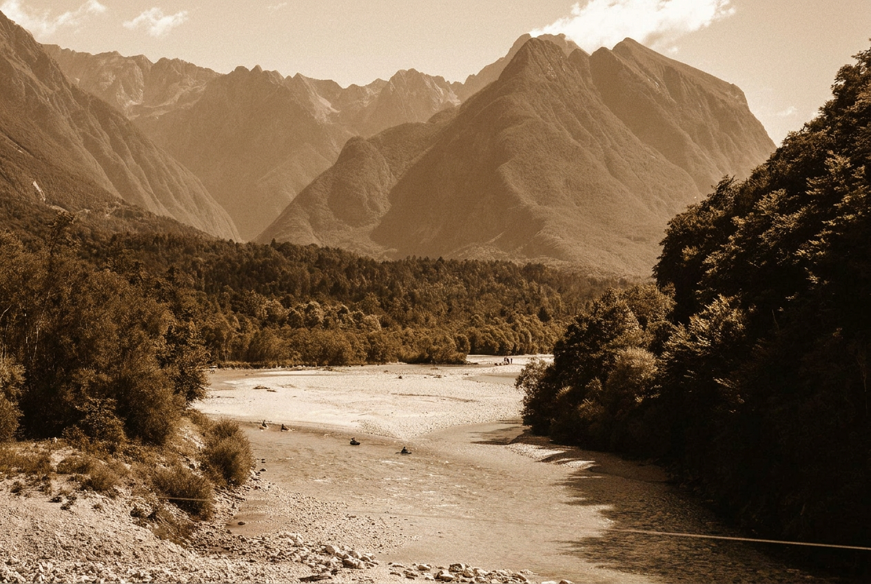 Day two — the emerald water of the Soča beneath the Triglav peaks.